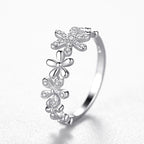Blossom Vine Ring – Silver Floral CZ Band
