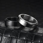Minimalist Stainless Steel Band Ring – Engraved & Polished Finish