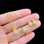Gold Square Halo Jewelry Set