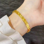 Floral Engraved Slim Bangle Bracelet with Delicate Patterning