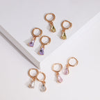 Dainty Hoop Earrings with Teardrop Crystal Charm