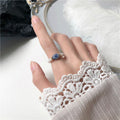 Pearl Beaded Adjustable Ring – Natural Stone Accent Band
