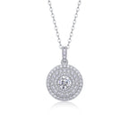 Classic Moissanite Double Halo Pendant Necklace