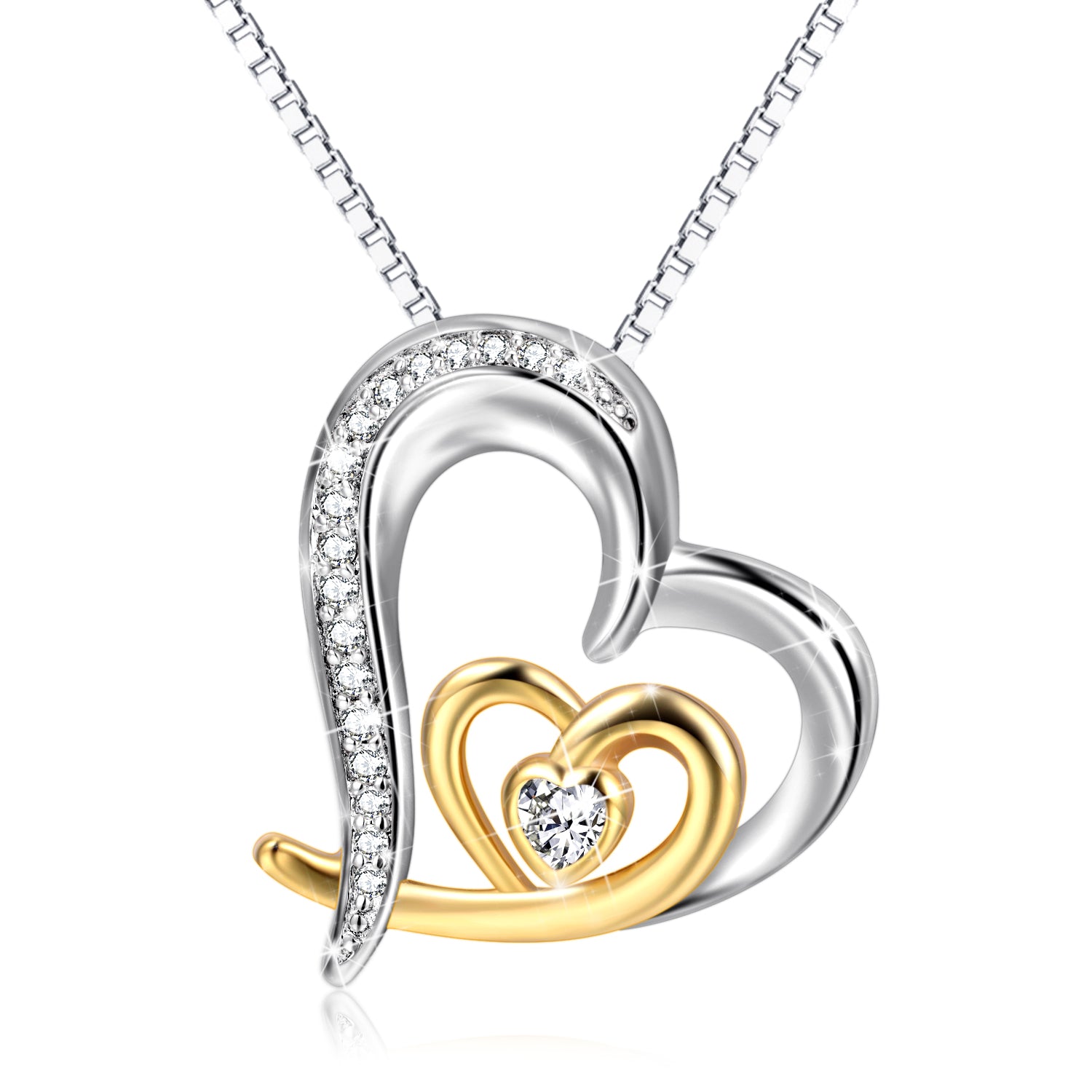 Two-Tone Interlocking Heart Necklace