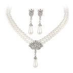 Elegant Bridal Pearl & Crystal Jewelry Set