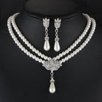 Elegant Bridal Pearl & Crystal Jewelry Set