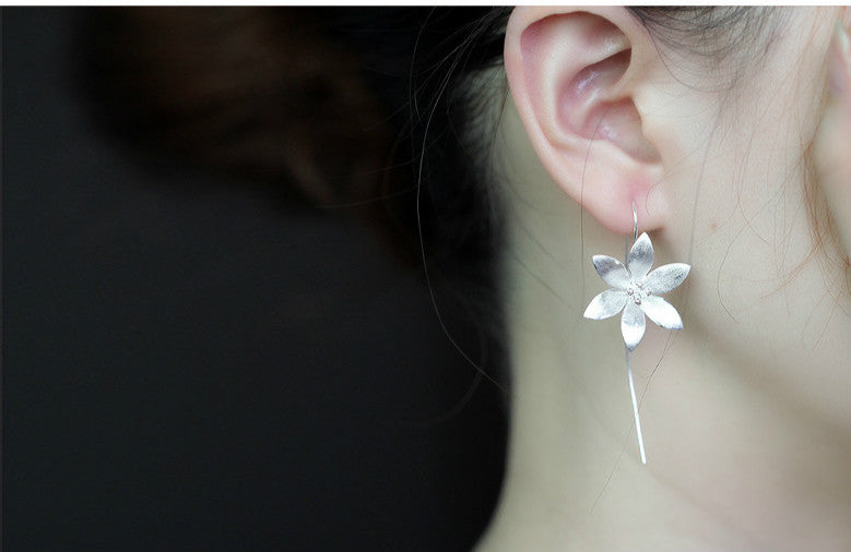 Elegant Silver Blossom Drop Earrings