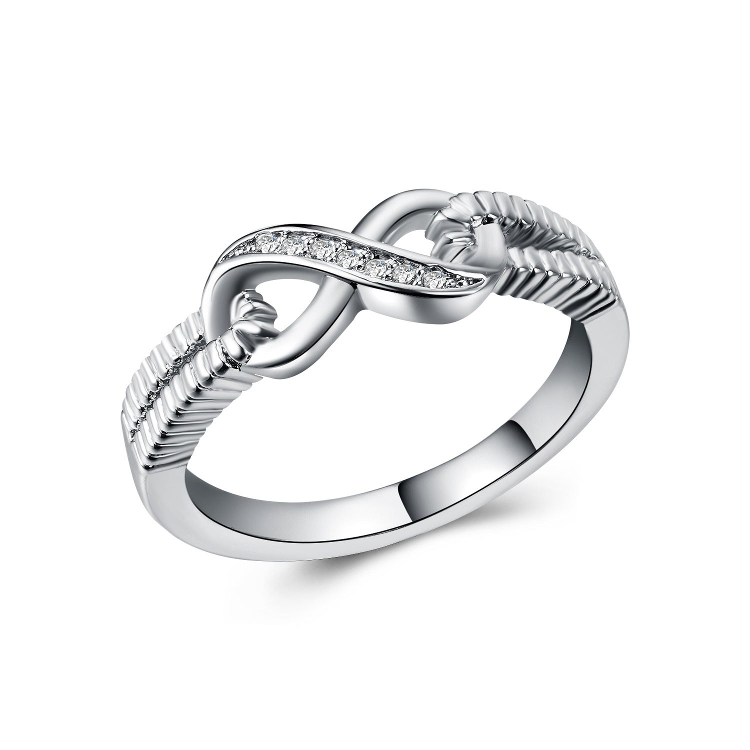 Infinity Knot Pavé Ring in Sterling Silver