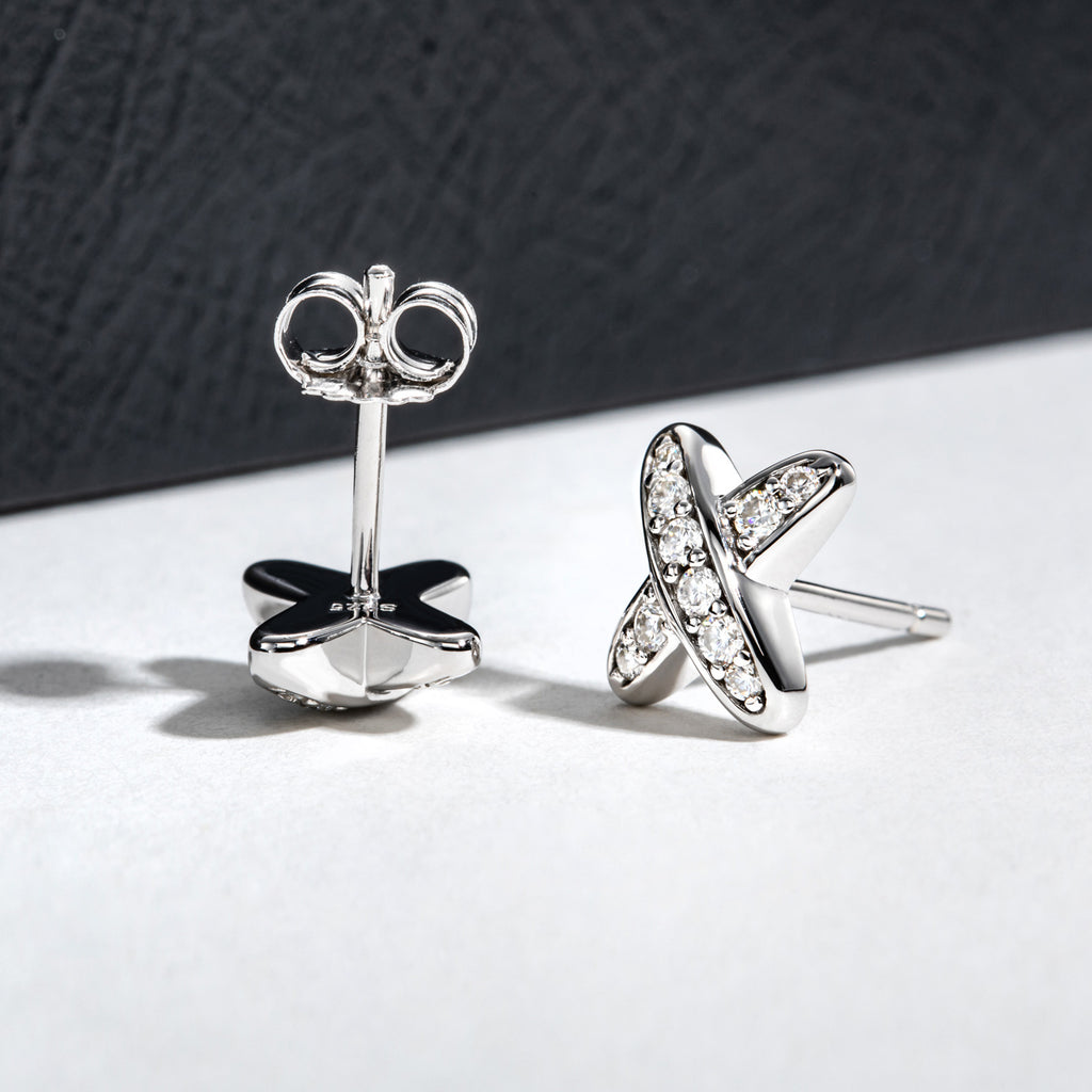 X-Shape Moissanite Stud Earrings