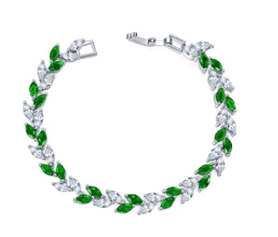 Leaf-Link Bracelet with Flowing Gem Detail