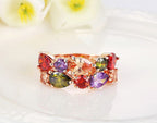 Aurora Garden Multicolor Gemstone Ring in Rose Gold Finish