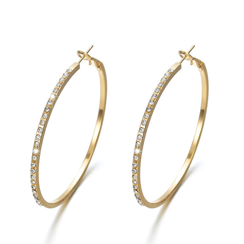 Elegant Crystal-Studded Hoop Earrings