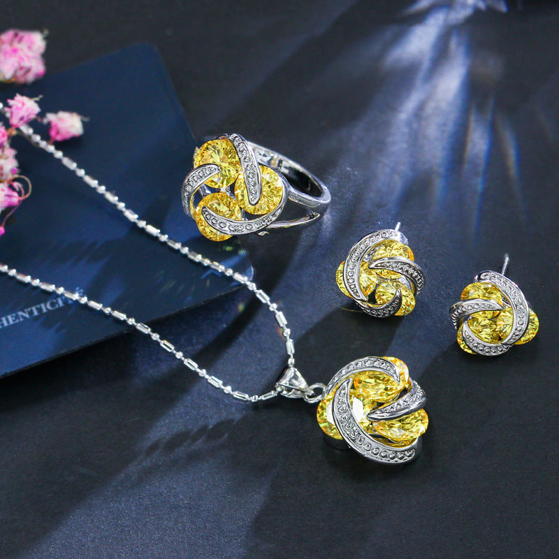 Elegant Zircon Flower  Jewelry Set