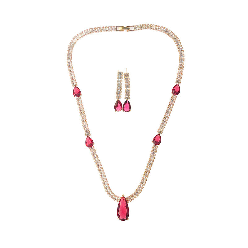 Fashion Green Crystal Bridal Jewelry Set