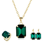 Emerald-Cut Crystal Jewelry Set