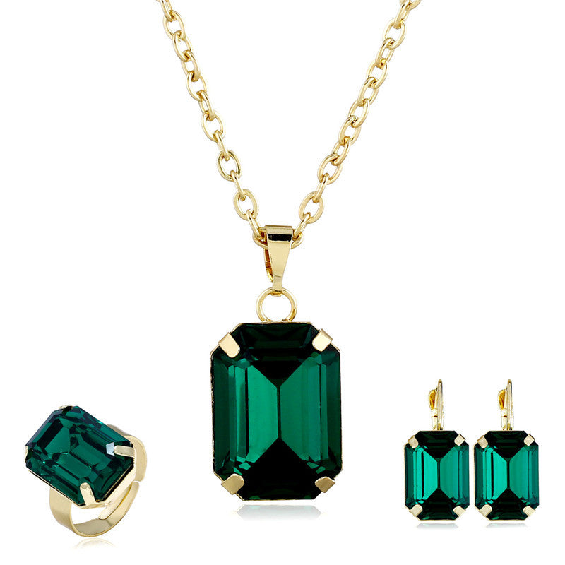 Emerald-Cut Crystal Jewelry Set