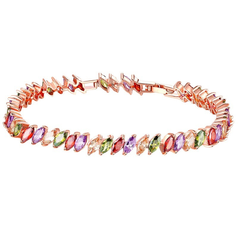 Marquise Stone Line Bracelet with Elegant Linked Design