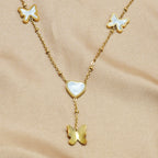 Butterfly & Heart Jewelry Set with Delicate Chain