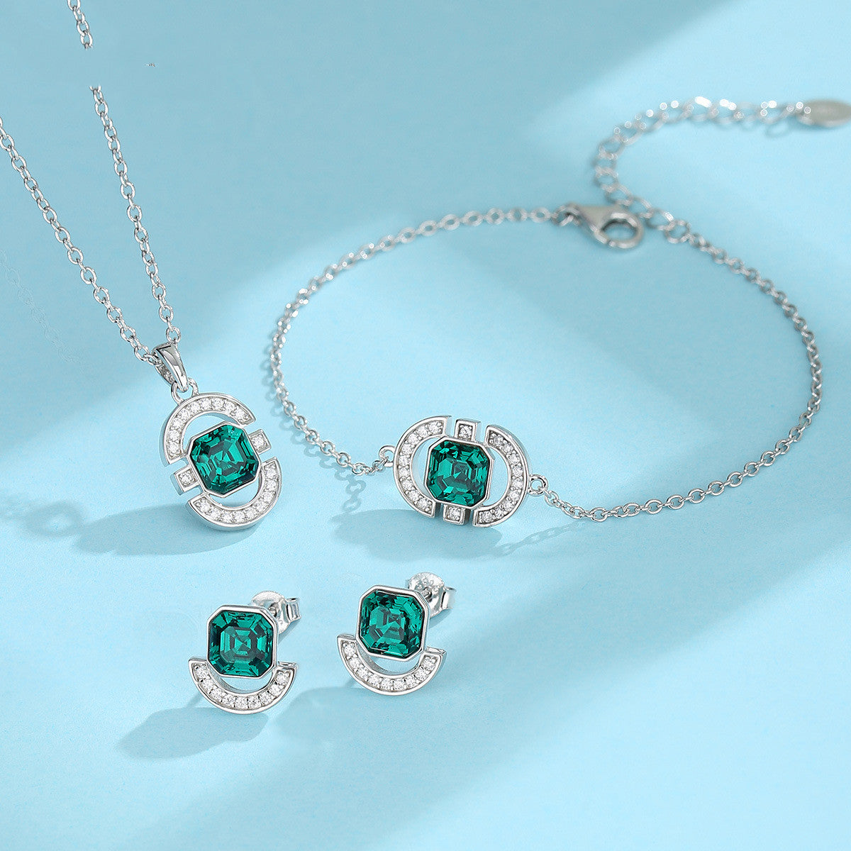 Square Crystal Jewelry Set