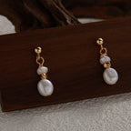 Delicate Pearl Drop Earrings with Elegant Gold Accents