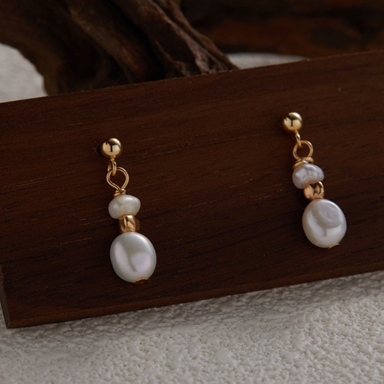 Delicate Pearl Drop Earrings with Elegant Gold Accents