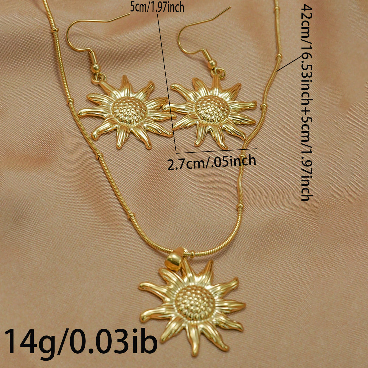 Radiant Sun Pendant Necklace & Matching Drop Earrings