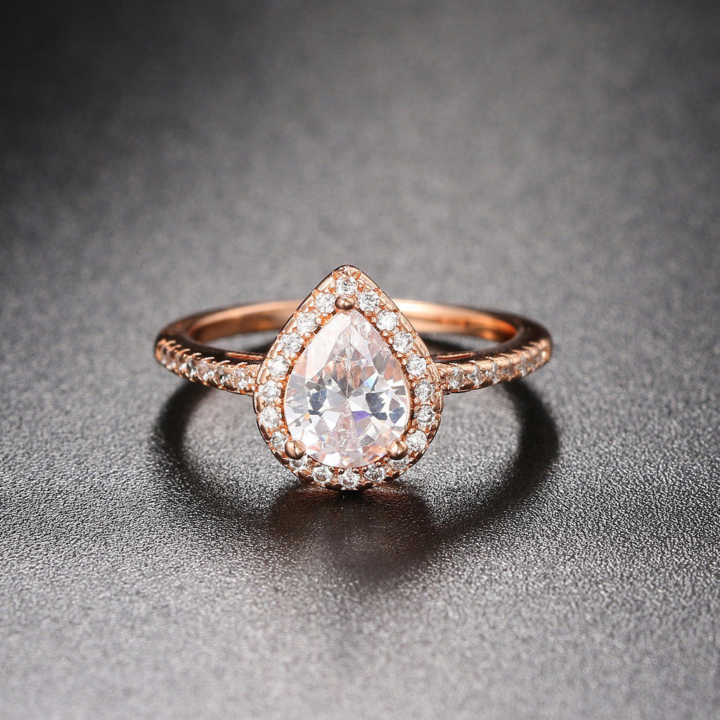 Pear Halo Solitaire Engagement Ring