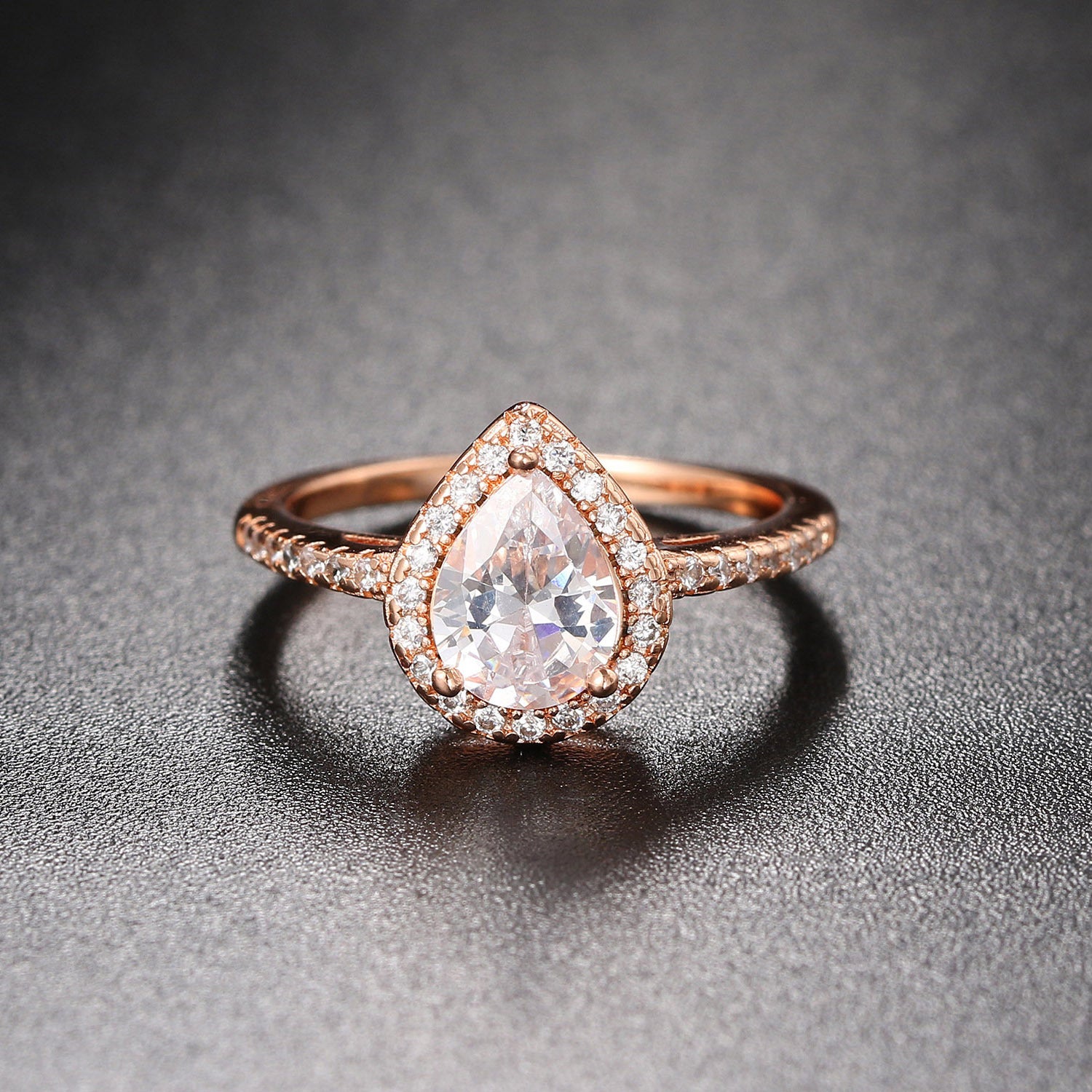 Pear Halo Solitaire Engagement Ring