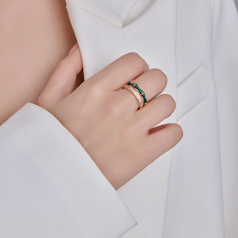 Crystal Enamel Open Ring