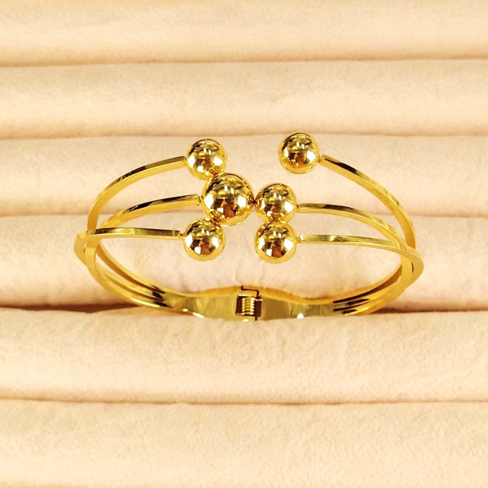 Multi-Band Crystal Detail Bracelet with Elegant Layered Design