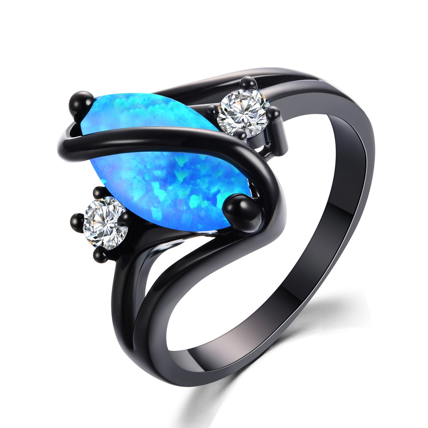 Midnight Orbit Black Rhodium Gemstone Statement Ring