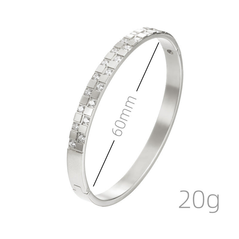 Structured Bangle Bracelet with Subtle Crystal Detail
