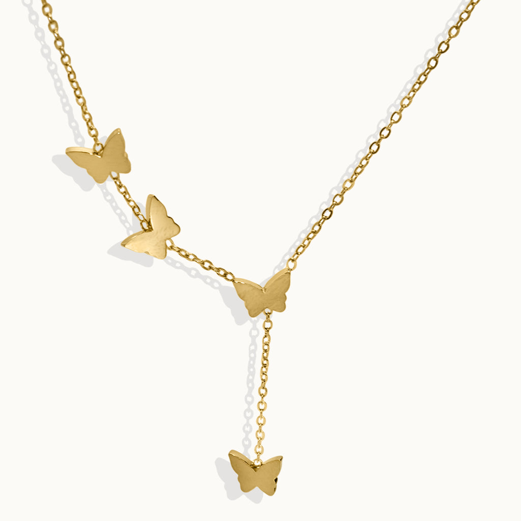 Butterfly Y-Necklace with Delicate Drop Chain