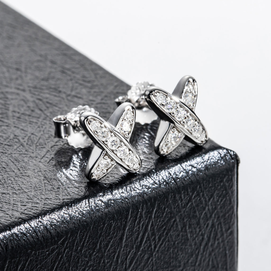 X-Shape Moissanite Stud Earrings