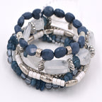 Layered Beaded Bracelet Stack with Textured Mixed Design