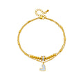 Layered Heart Charm Gold Anklet