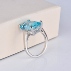 Emerald Cut Blue Crystal Statement Ring