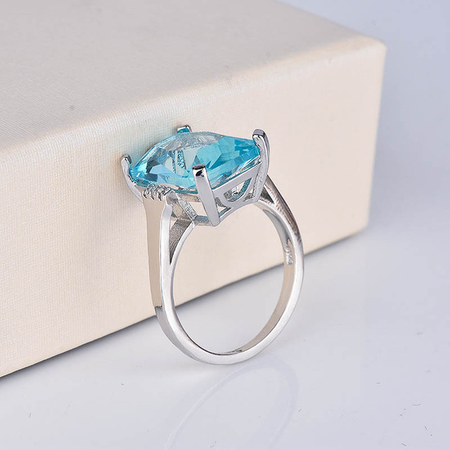 Emerald Cut Blue Crystal Statement Ring