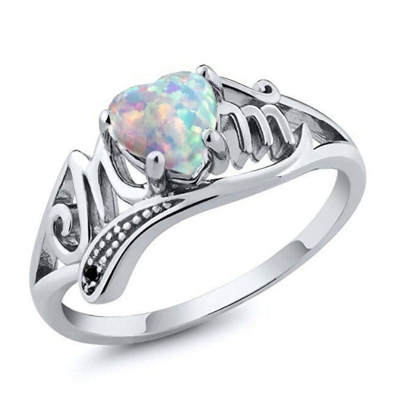 Mystic Heart Opal Filigree Silver Ring