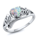 Mystic Heart Opal Filigree Silver Ring