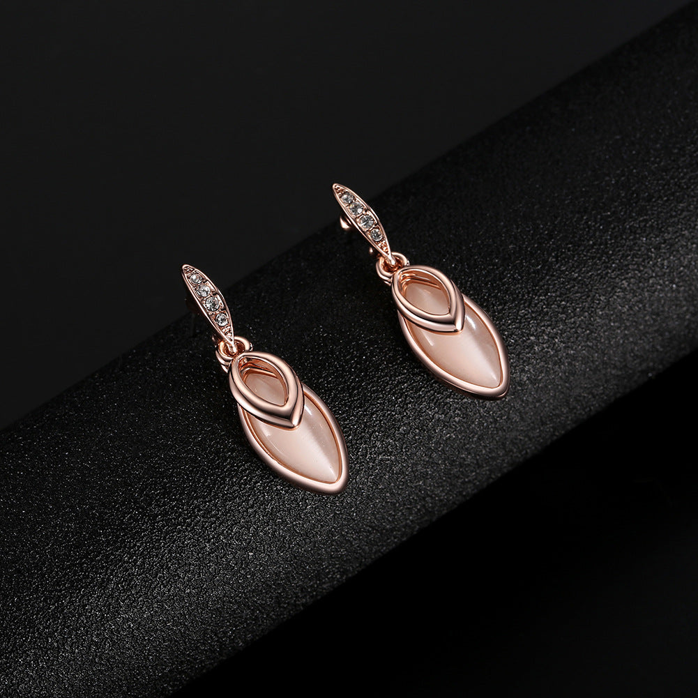 Rose Gold Teardrop Jewelry Set with Crystal Accents