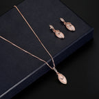 Rose Gold Teardrop Jewelry Set with Crystal Accents