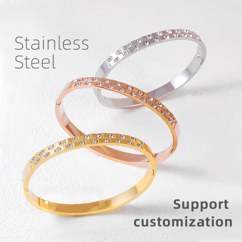 Structured Bangle Bracelet with Subtle Crystal Detail