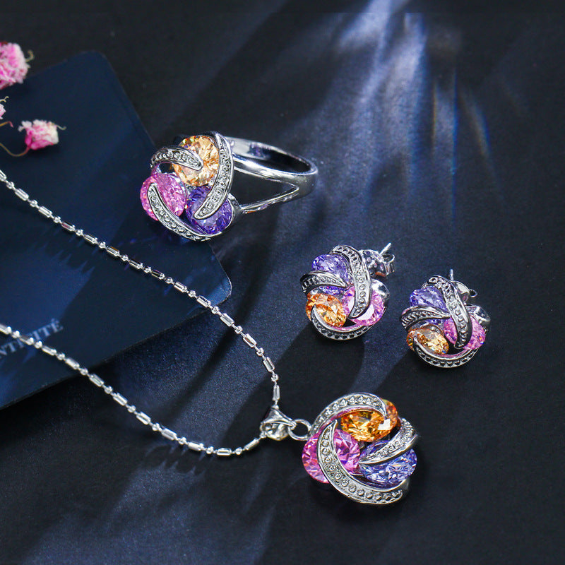 Elegant Zircon Flower  Jewelry Set
