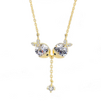 Crystal Fox Duo Drop Necklace – Gold & Silver Tone