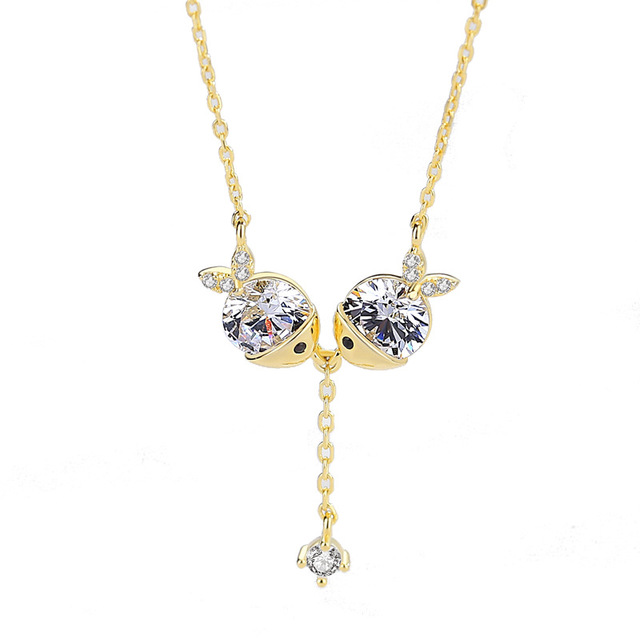 Crystal Fox Duo Drop Necklace – Gold & Silver Tone