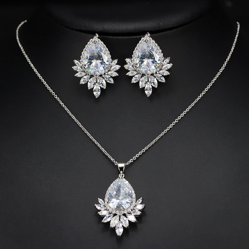 Blue Teardrop Crystal Jewelry Set