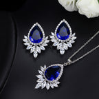 Blue Teardrop Crystal Jewelry Set