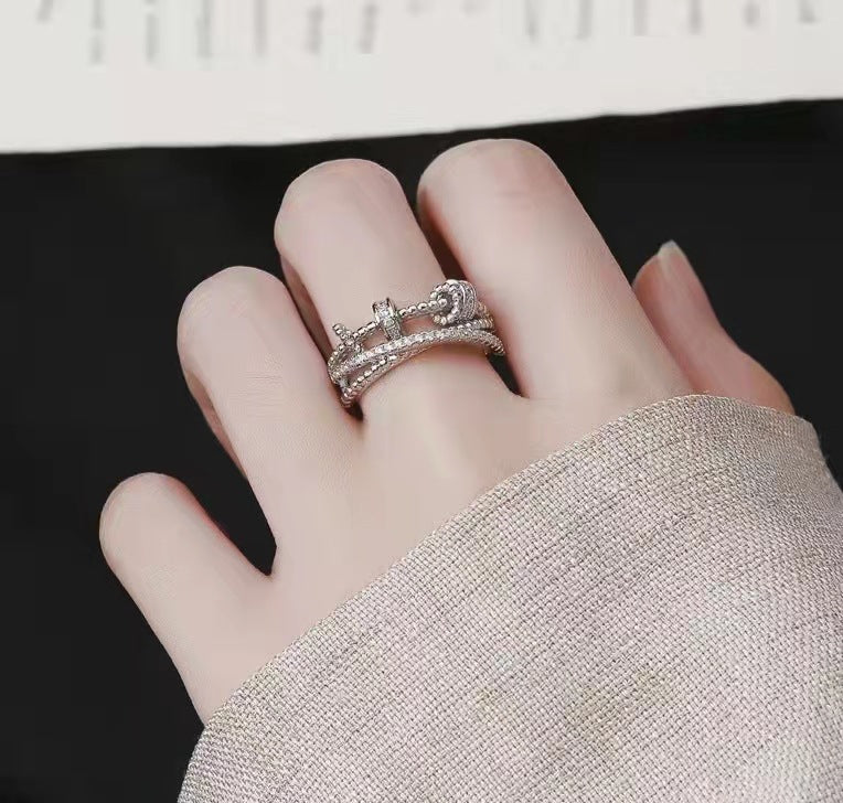 Triple Pavé Spiral Adjustable Ring
