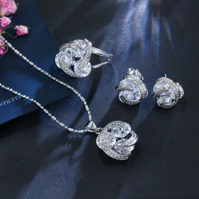 Elegant Zircon Flower  Jewelry Set